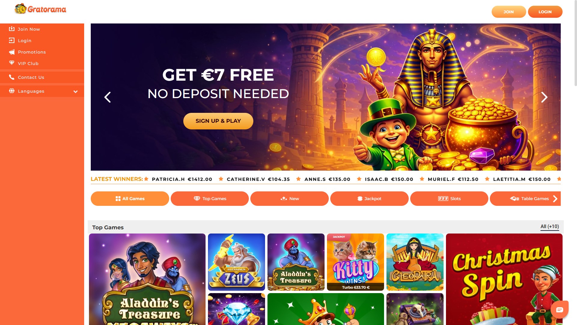 Gratorama Casino screenshot 1