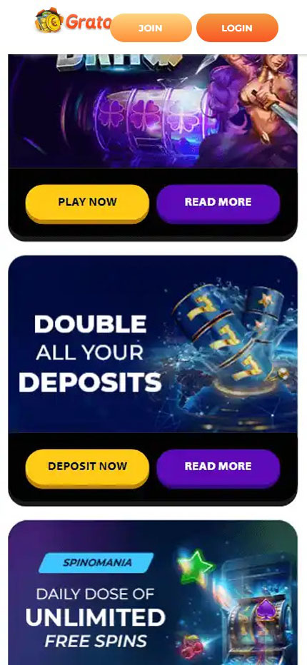 Gratorama Casino mobile lobby