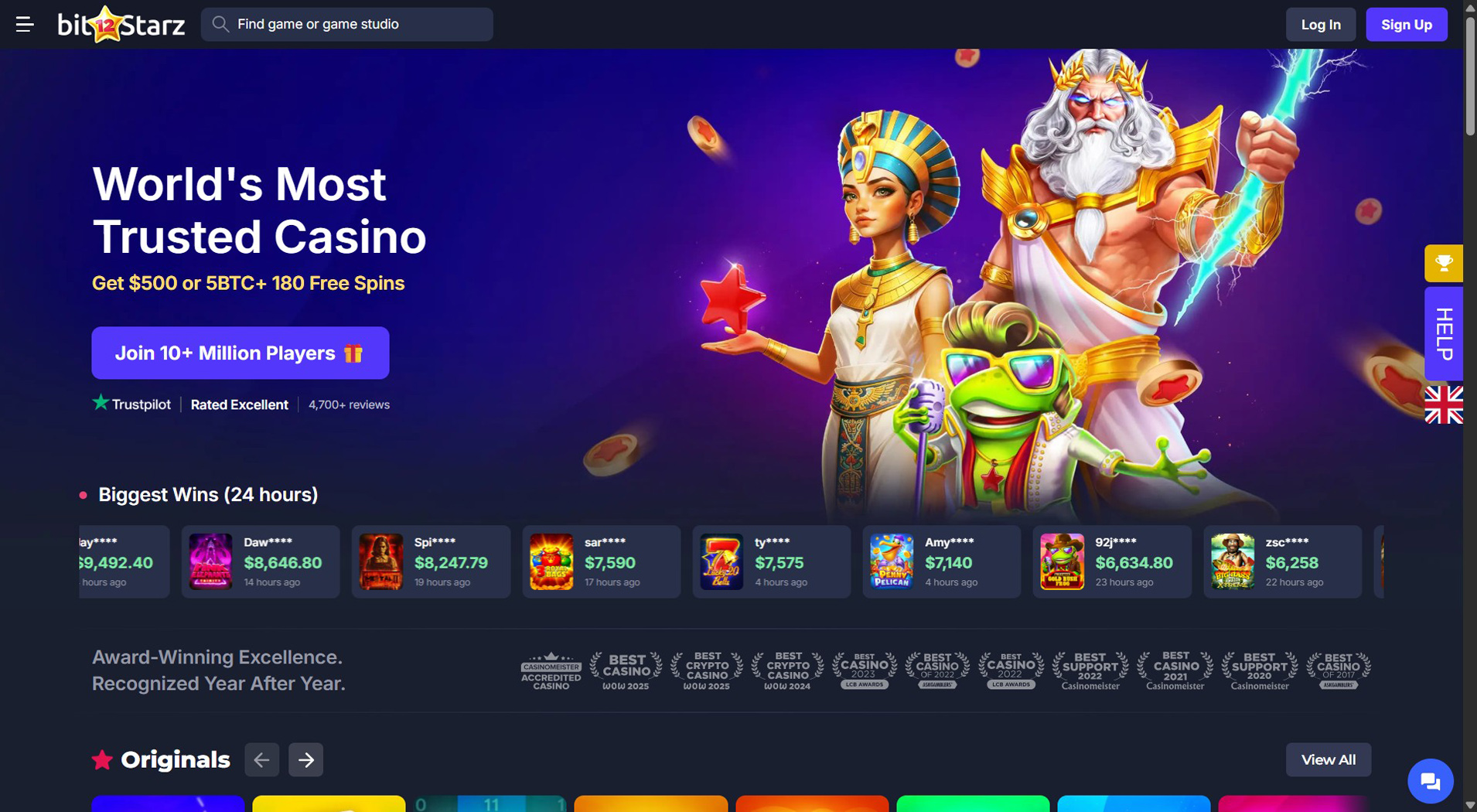 4. BitStarz Casino- Široký rozsah slotů a inteligentní filtry